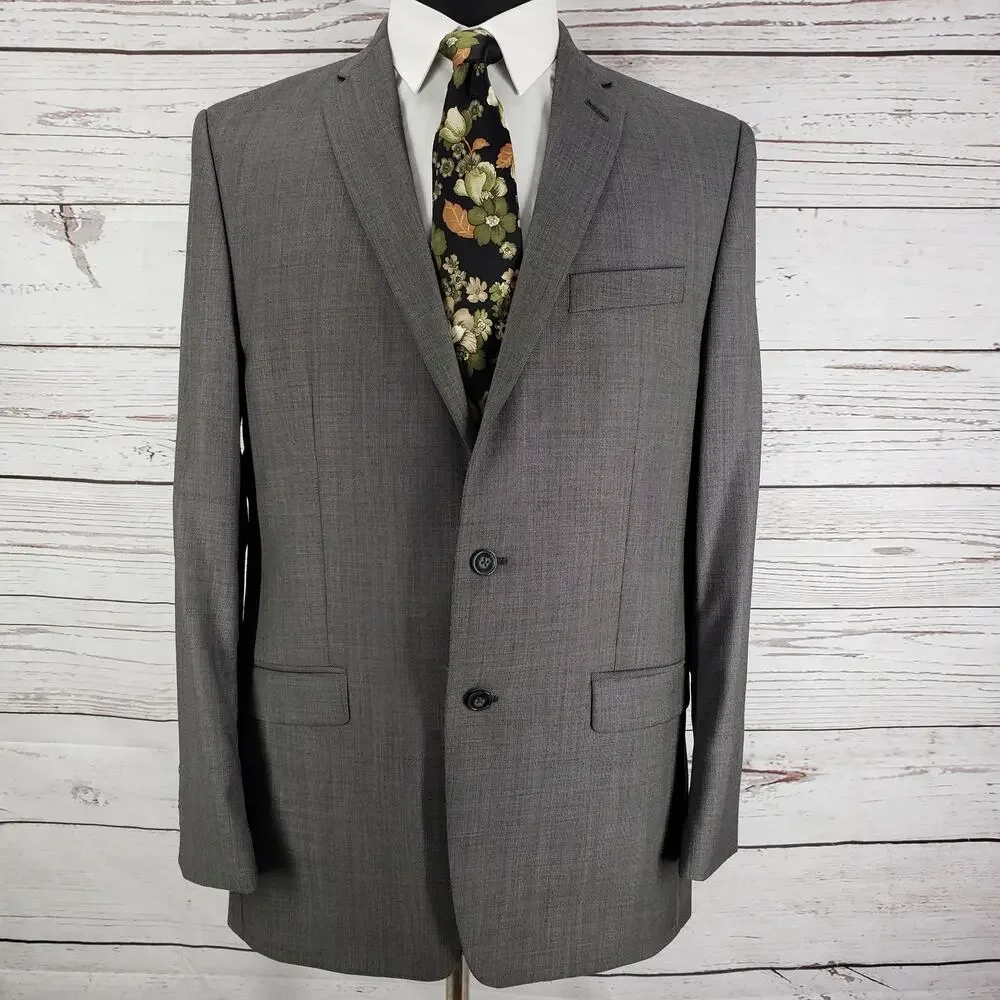 Calvin Klein Men's Gray Wool Slim Fit Sportscoat Blazer Jacket Size 42L